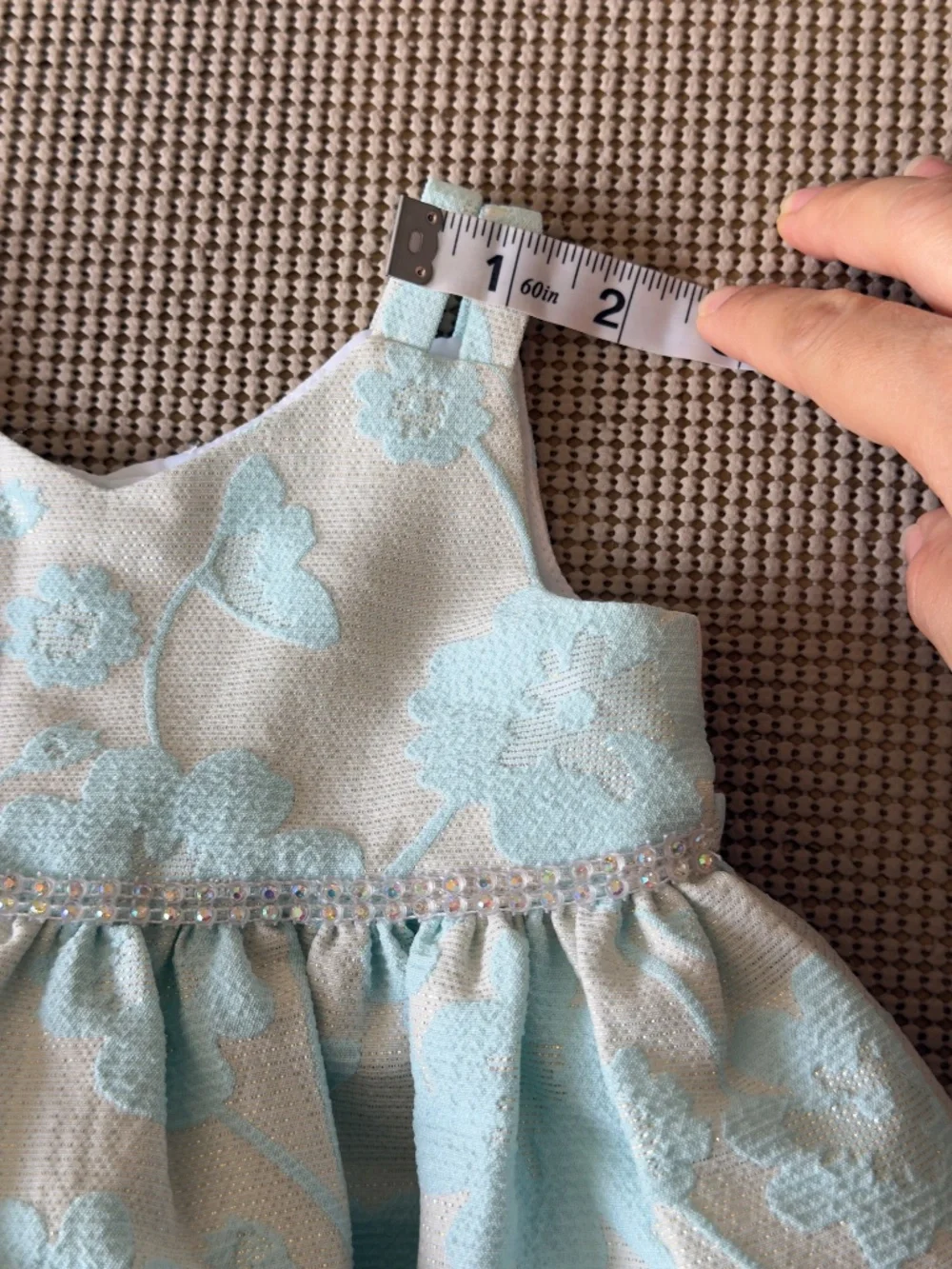 SWEAT HEART ROSE formal dress rhinestone details size 12M tie back
